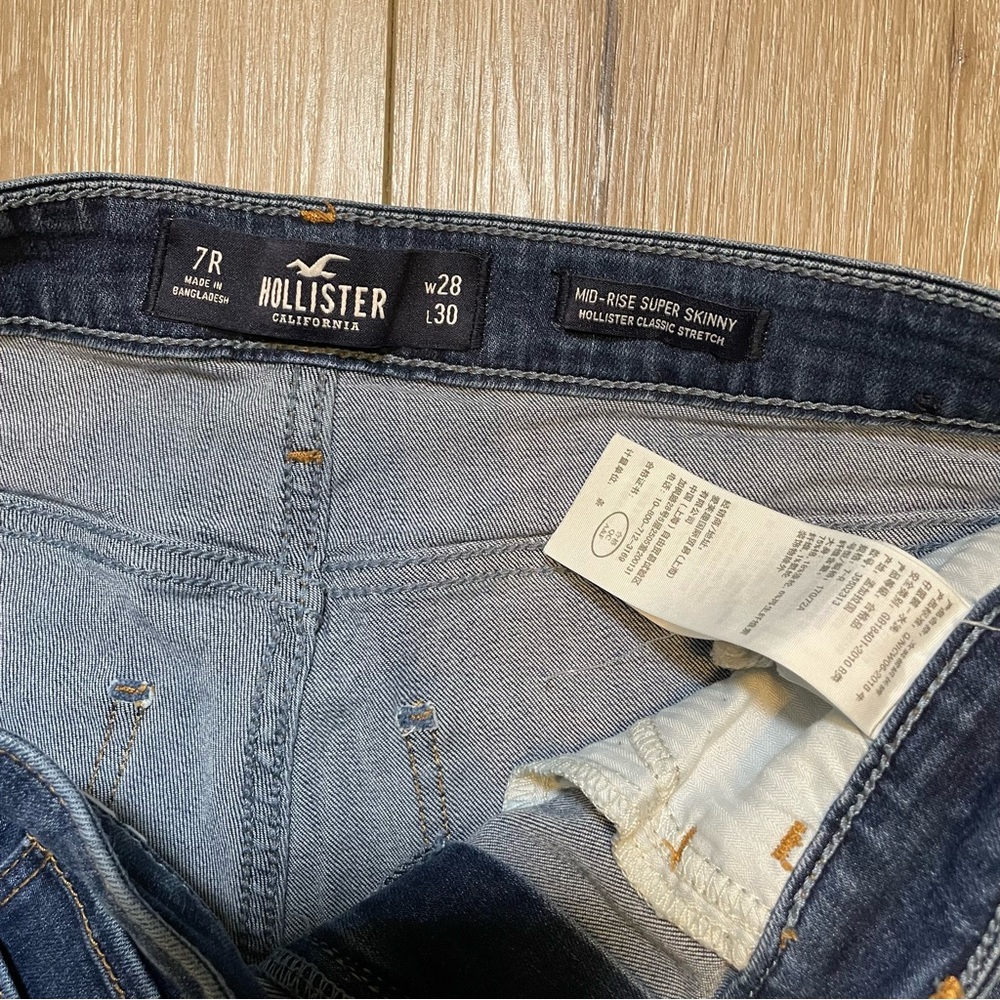 Hollister Co. Epic Flex Dark Wash Distressed Super Skinny Y2K Denim Jeans 7 R - Picture 4 of 7